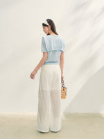 Hollow Embroidery Tie-up Casual Pants