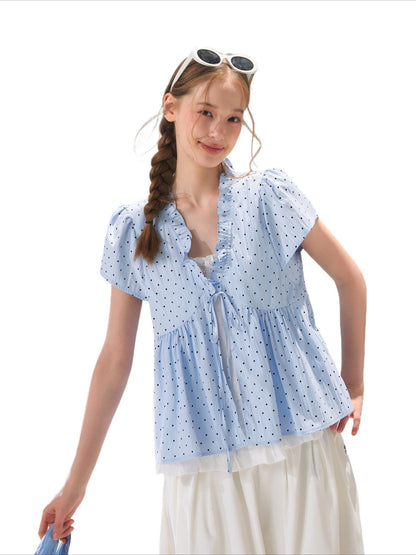 Polka Dot Ruffle Blouse