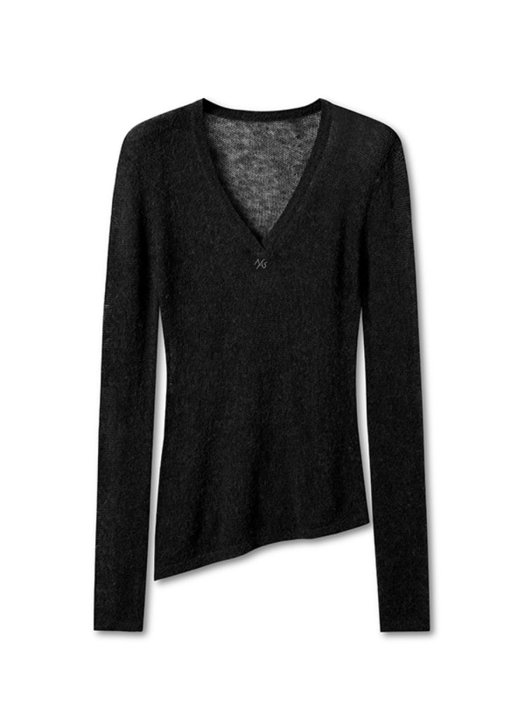 Alpaca Irregular Thin Long-sleeve Top