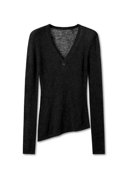 Alpaca Irregular Thin Long-sleeve Top