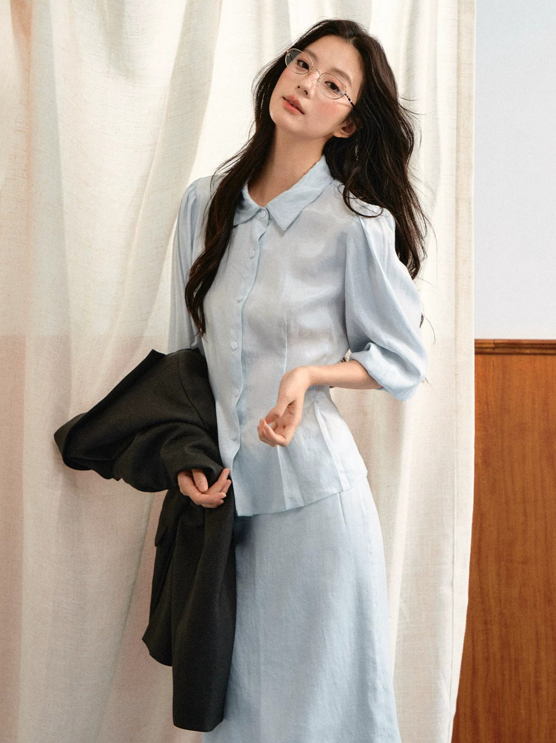 Puff Sleeve Lace Skirt Set