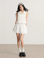 White Lace Tie Shirt Dress
