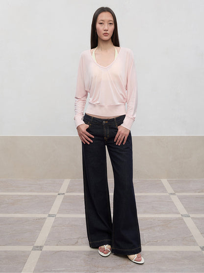 Lyocell-Linen V-Neck Knit Cover-up