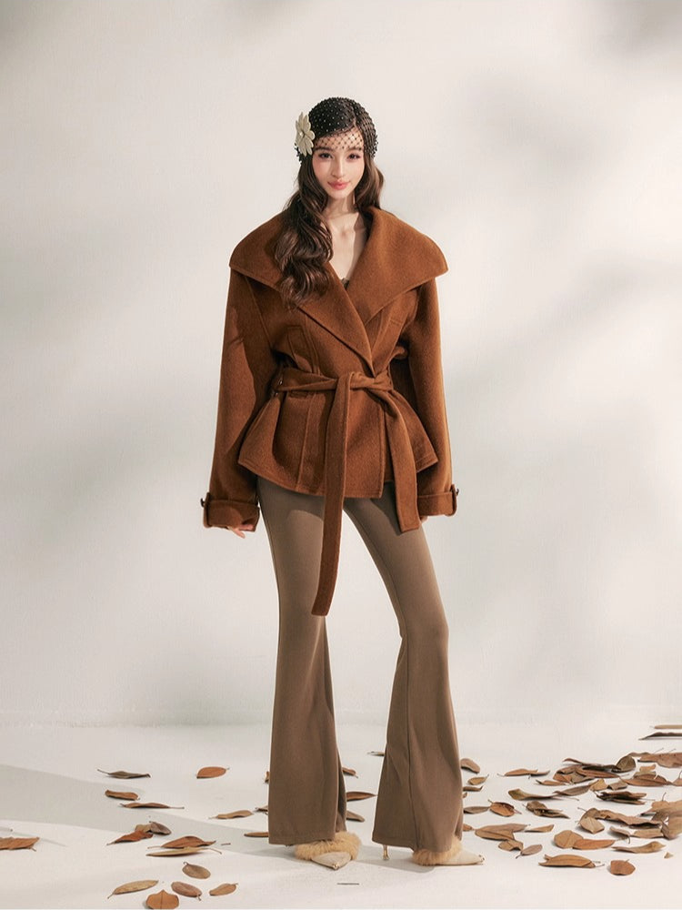 Wool Short Wrap Coat