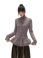 Ruffle Layered-Look Mock-Neck Top