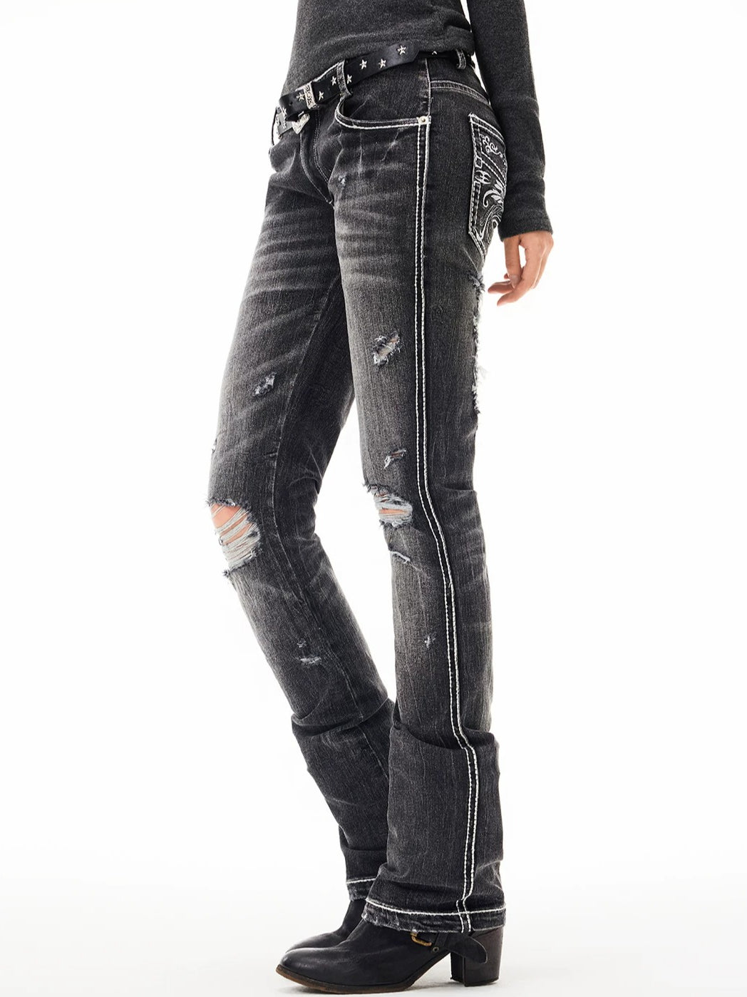 Low Rise Ripped Jeans