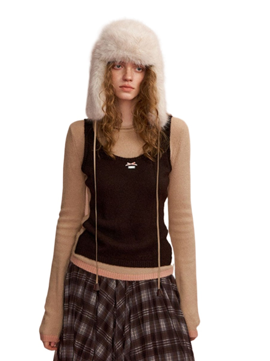 Contrast Layered Vest Sweater