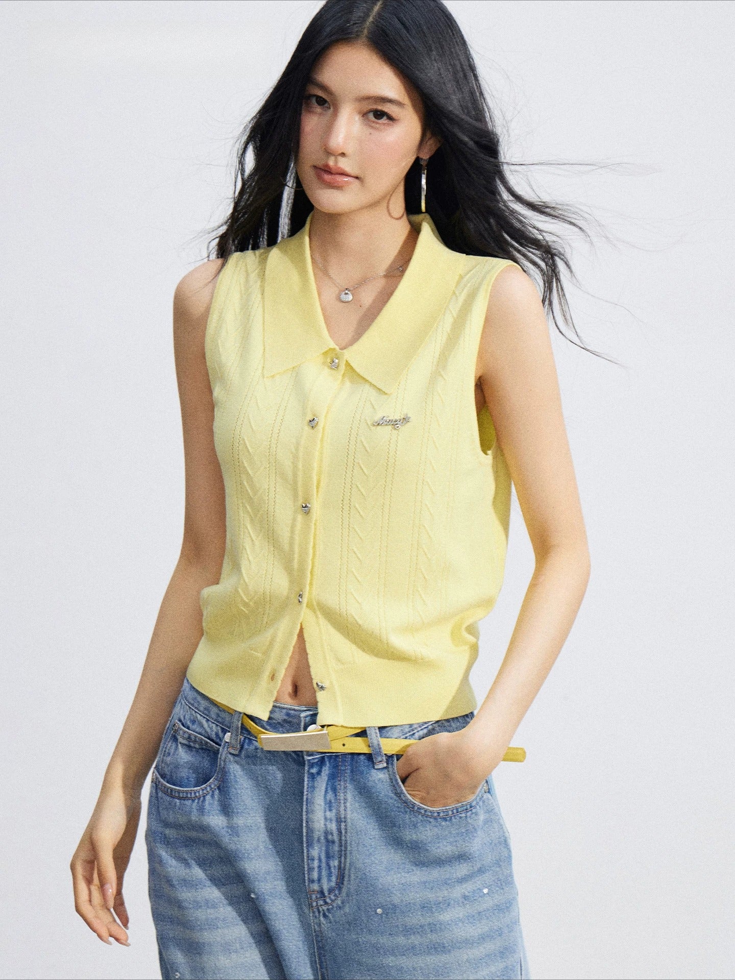 Polo Knit Ice-Silk Top