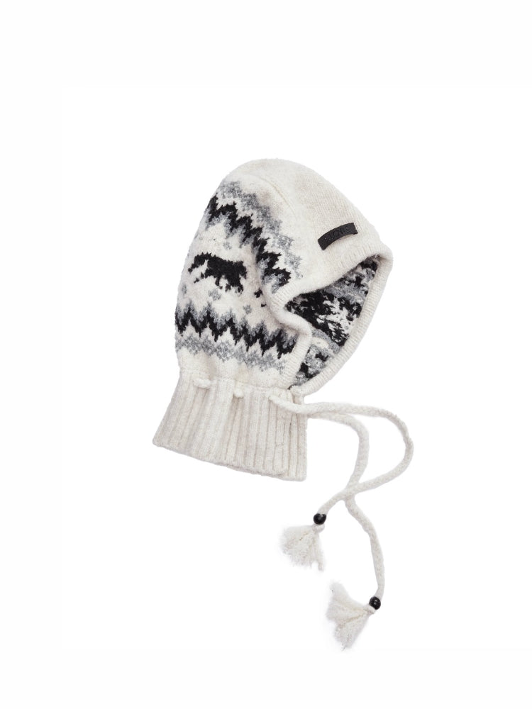 Fair Isle Pony Jacquard Knit Balaclava Hat