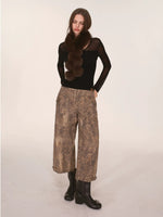 Washed Leopard Print Wide Leg Pants
