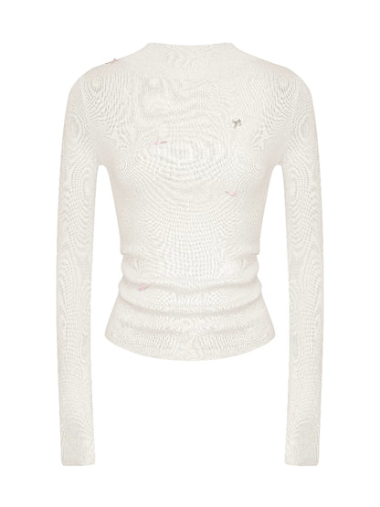 Wool Bow Turtleneck Top
