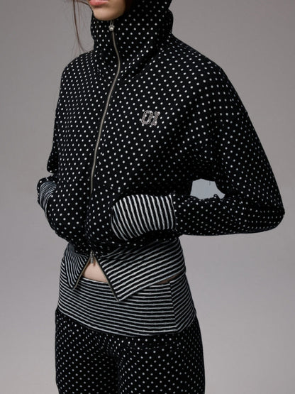 Double-Slider Small Polka Dot Devil Horn Hoodie