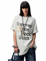Oversize Floral Alphabet Printed T-shirt