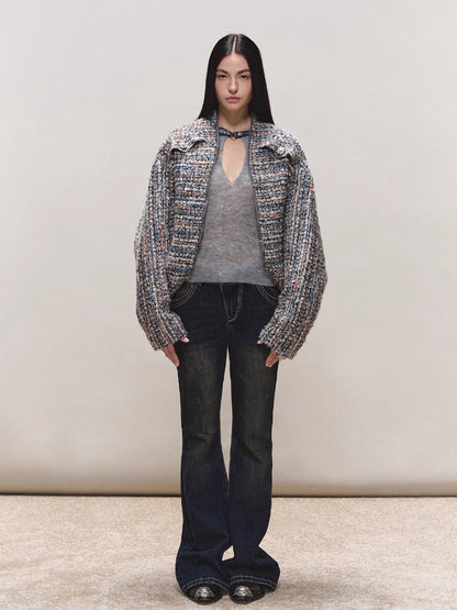 Wool Diamond-Stitch Tweed Jacket
