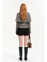 Contrast Collar Cable Knit Cape