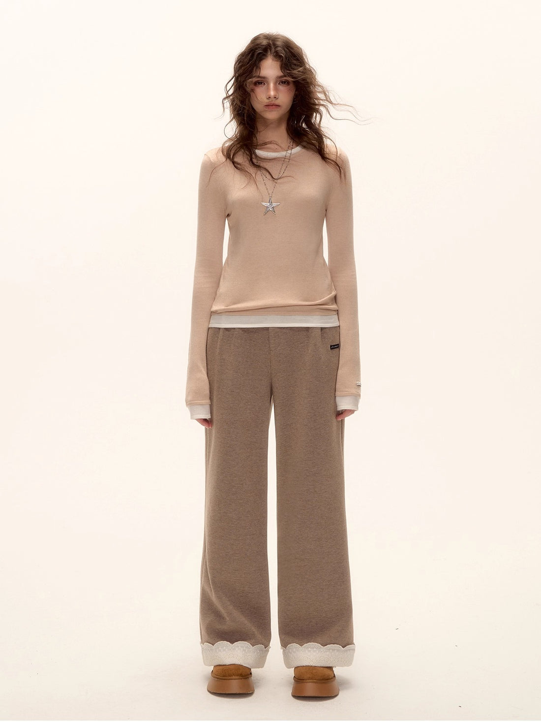 Wool Embroidered Trim Pants