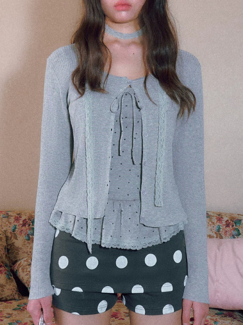 Polka Dot Lace Twinset