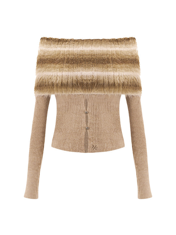 Gradient Off-Shoulder Knit Sweater