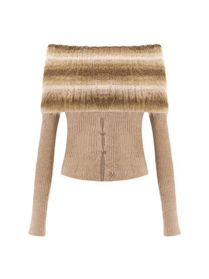 Gradient Off-Shoulder Knit Sweater