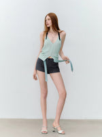 Deconstructed Studded Suit Shorts