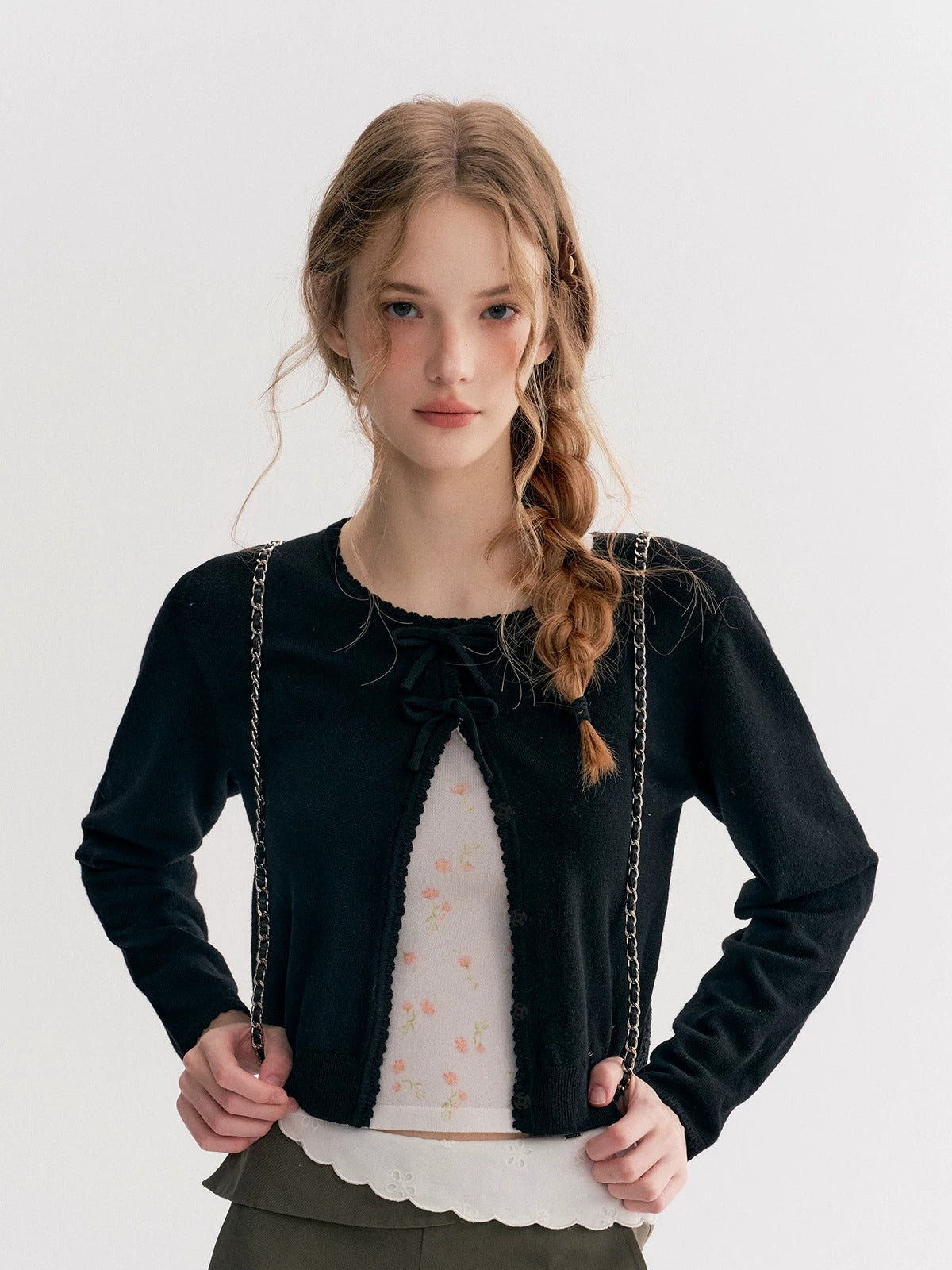 Black Double Bow Cardigan