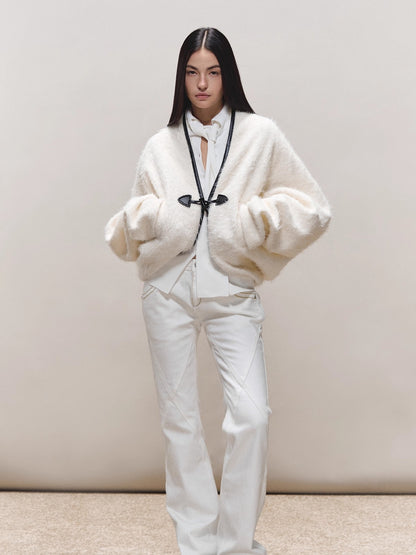 Toggle Trim Diamond-Stitch Wool Coat