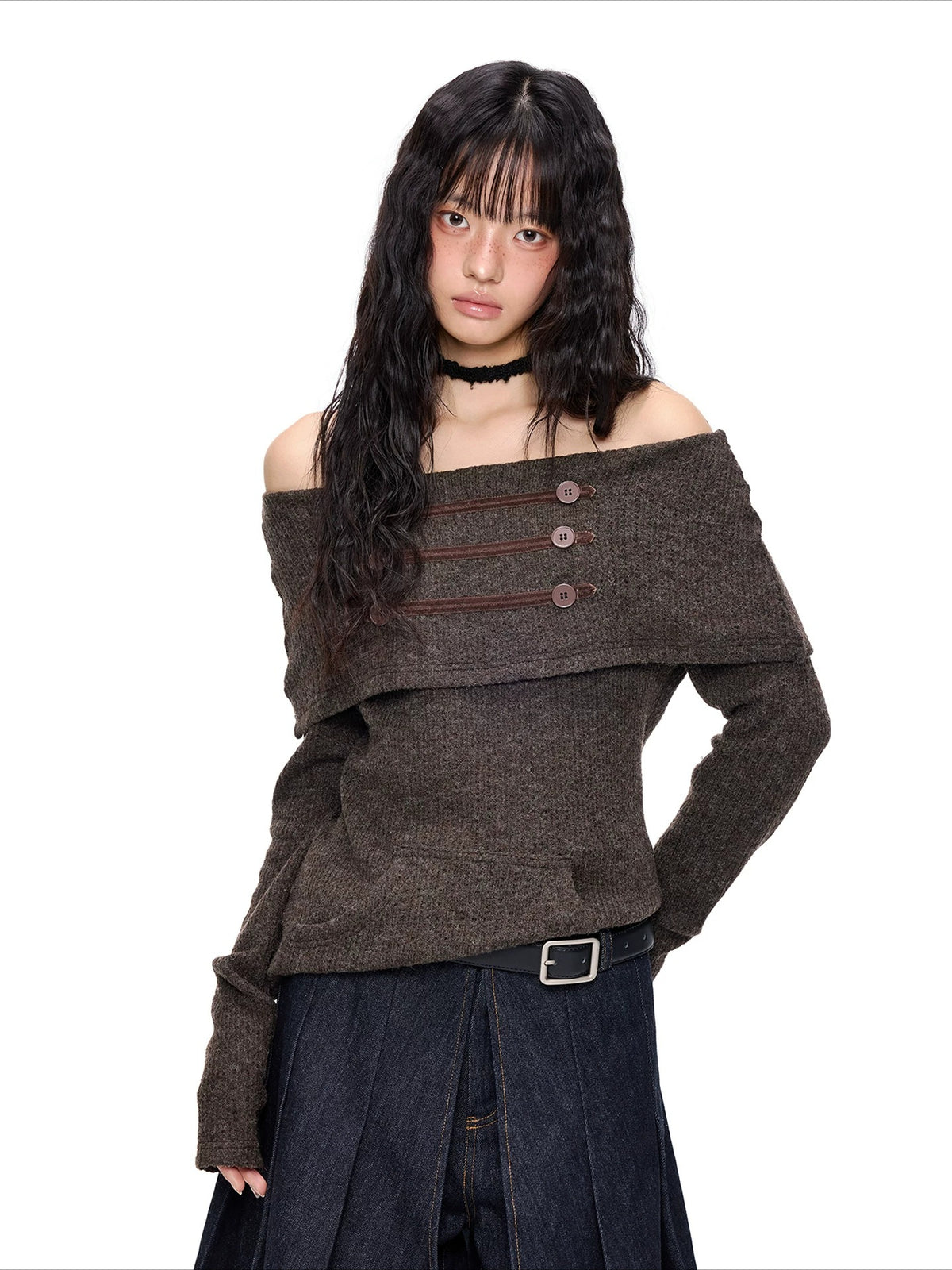 Off-Shoulder Knit Sweater