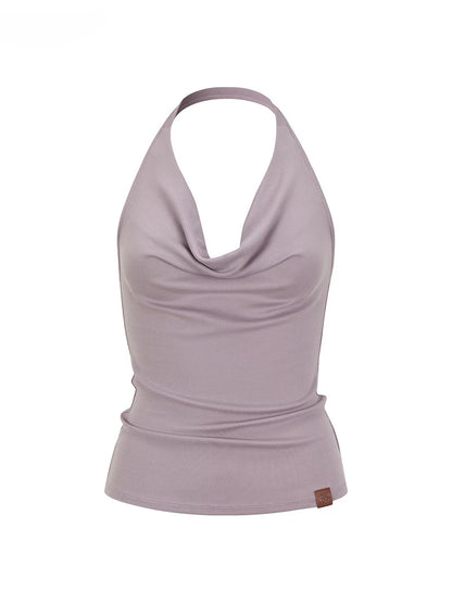 Purple &amp; Blue Draped Halter Top