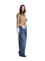 Adjustable Buckle Washed Denim Pants