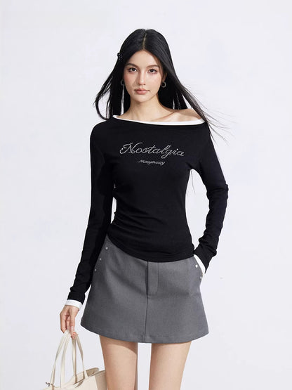 Asymmetric Rhinestone Tee