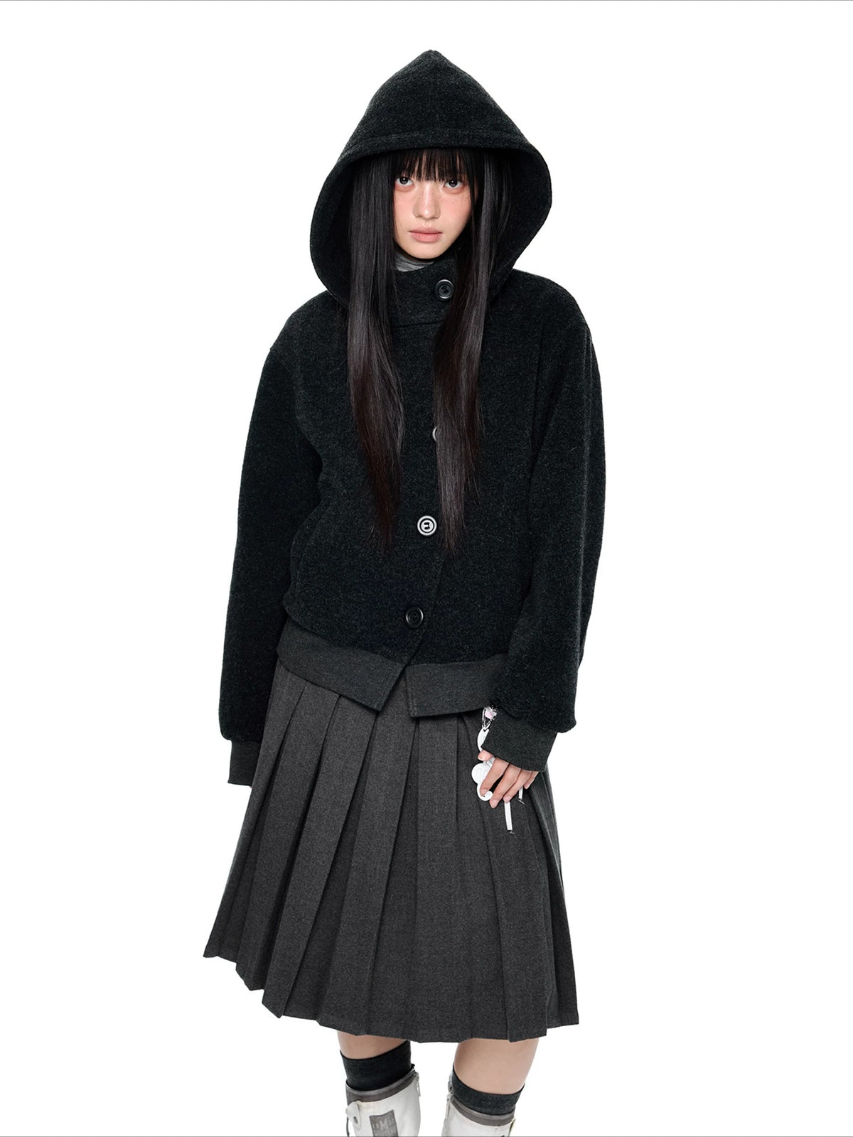 Hooded Wool Blend Jacket