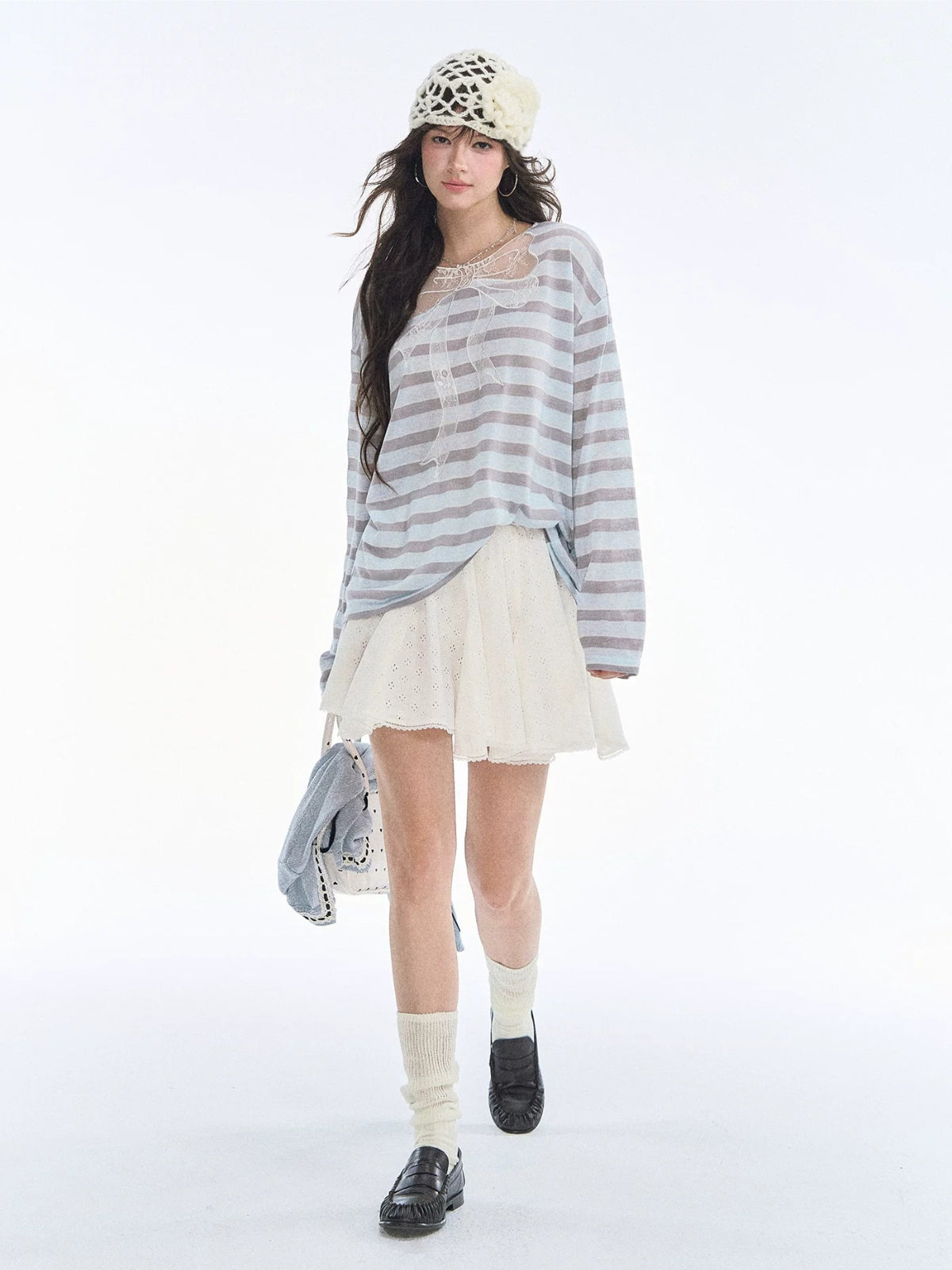 Lace Bow Stripe Top