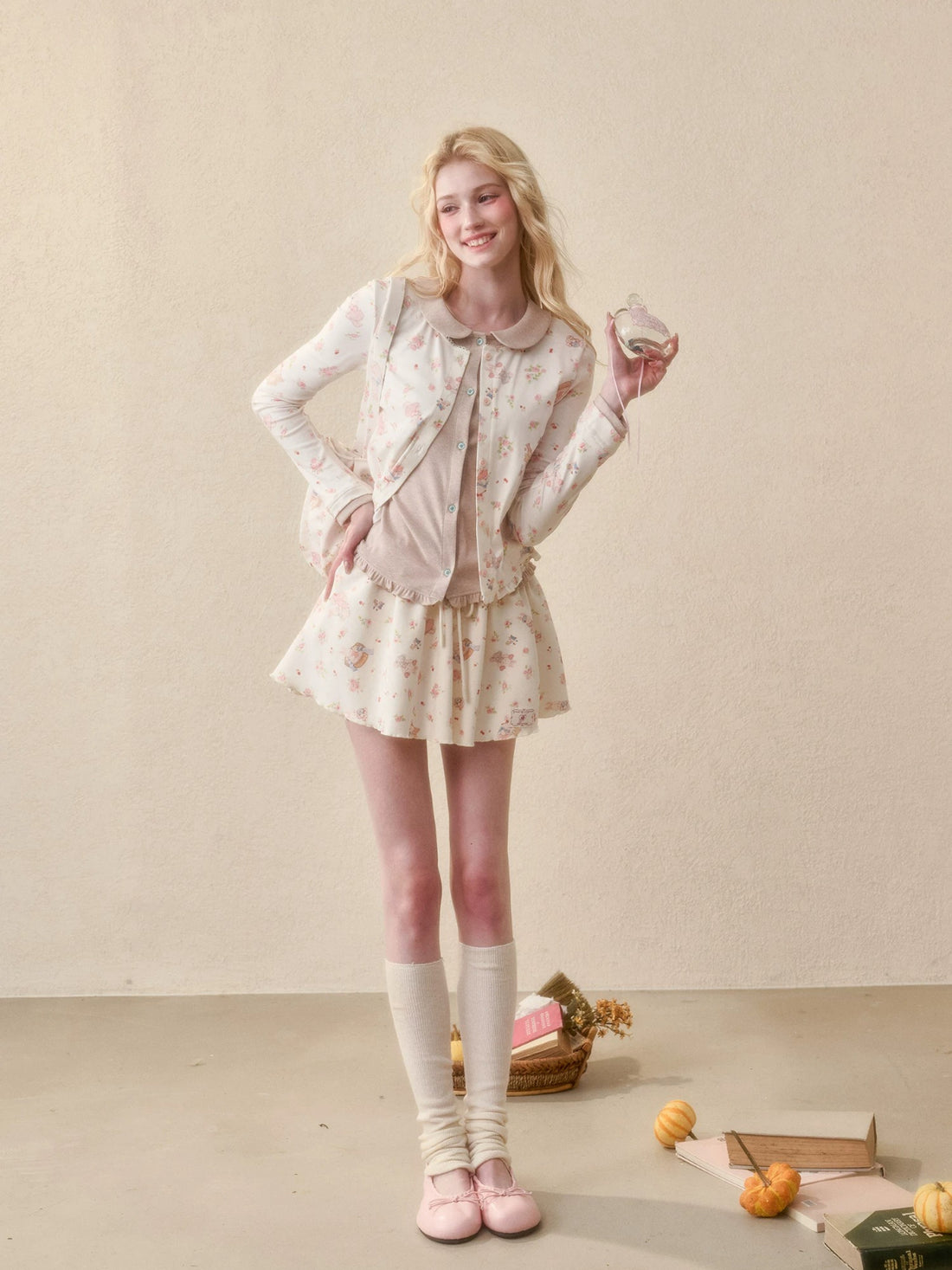 Bunny Print Hoodie Skort Set