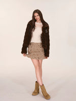 Vintage Faux Mink Fur Buckle Jacket