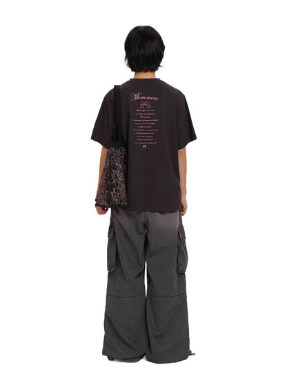 Leopard Print Butterfly Bow Embroidered T-shirt