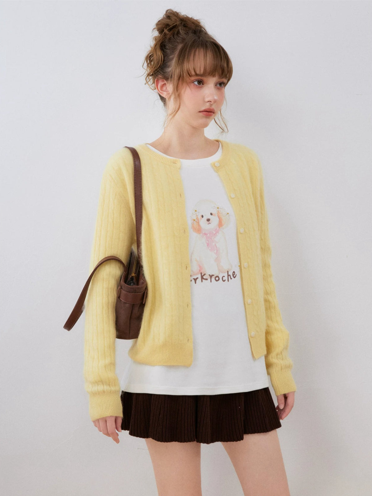 Cable Knit Wool Blend Cardigan