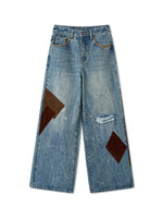 Contrast Patches Wide-Leg Pants