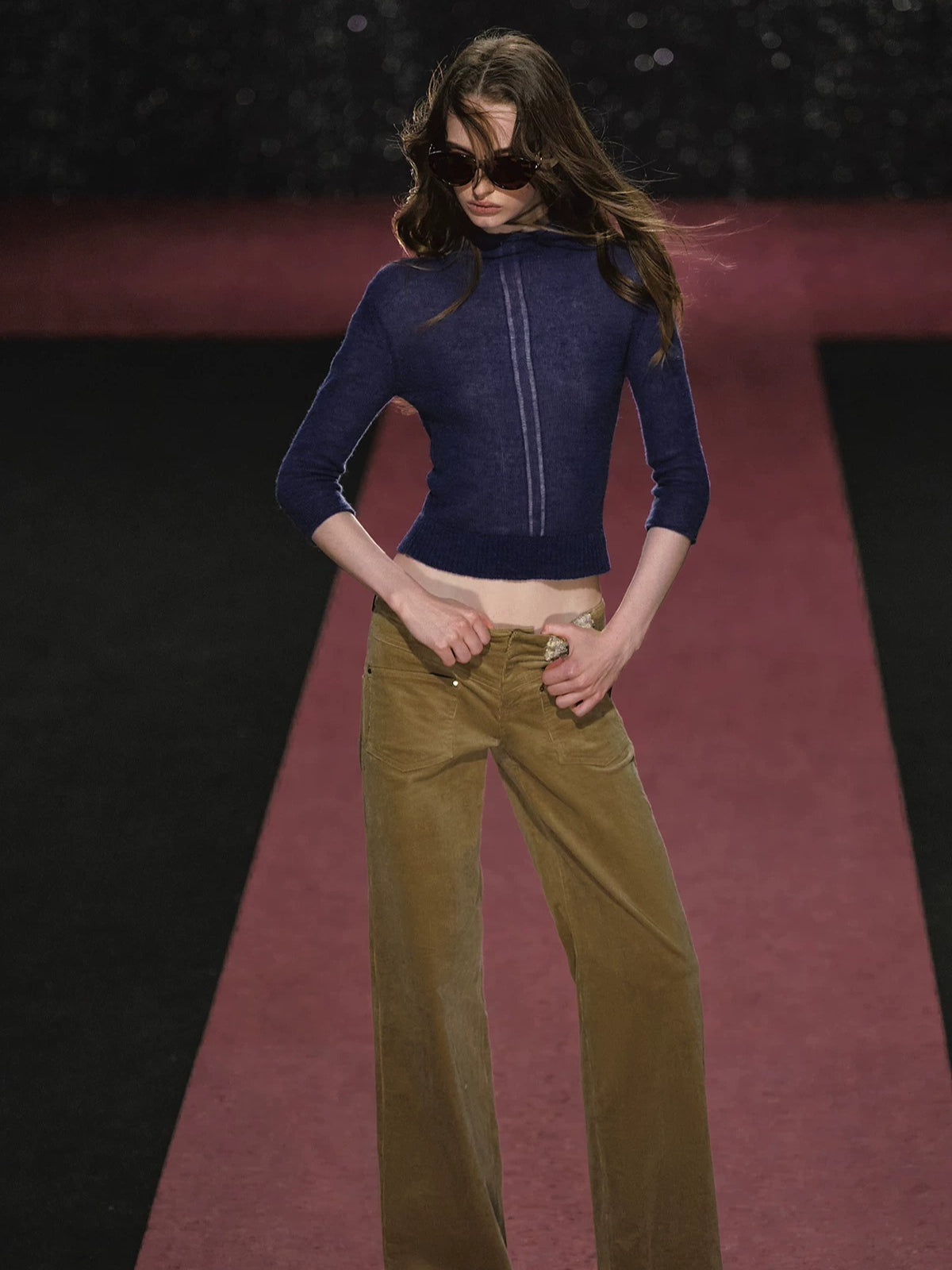 Corduroy Low Rise Wide Leg Pants