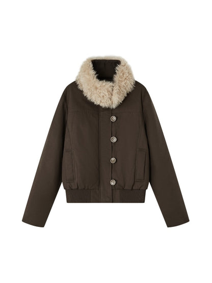 Detachable Fur Collar Fitted Down Jacket