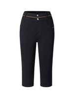 Contrast-Panel Capri Denim Shorts