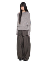 Asymmetric Striped Knit Shoulder Top