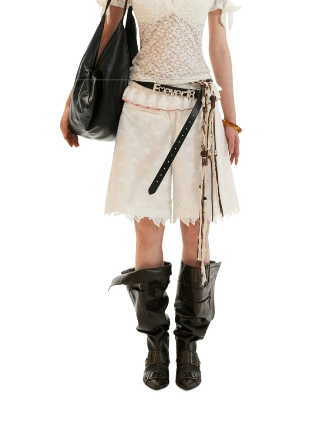 Lace Layered Wide Leg Shorts