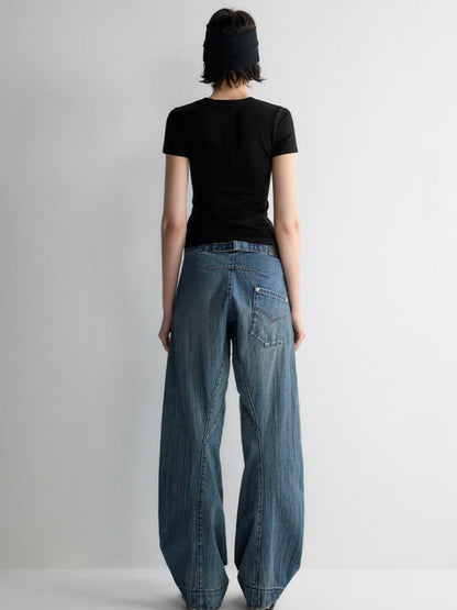 3D Cutting Micro Curved Knife Wide Leg Pants