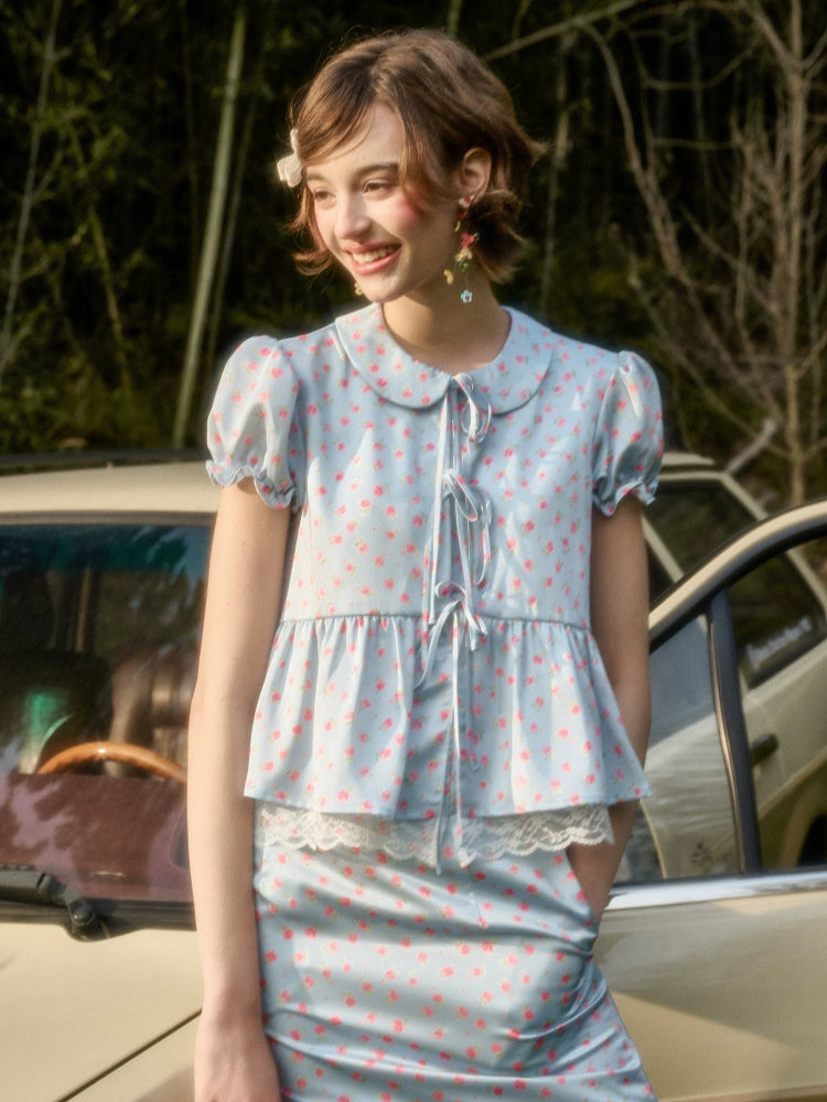 Rose Print Skirt Set