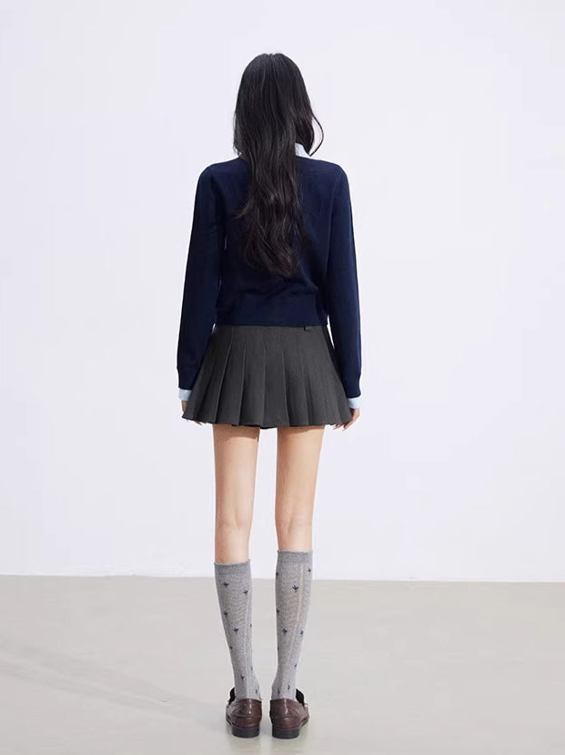 Faux-Layer Polo Knit Top