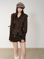 Vintage Sailor Collar Woolen Jacket