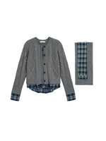 Cable Knit Cardigan & Scarf Set