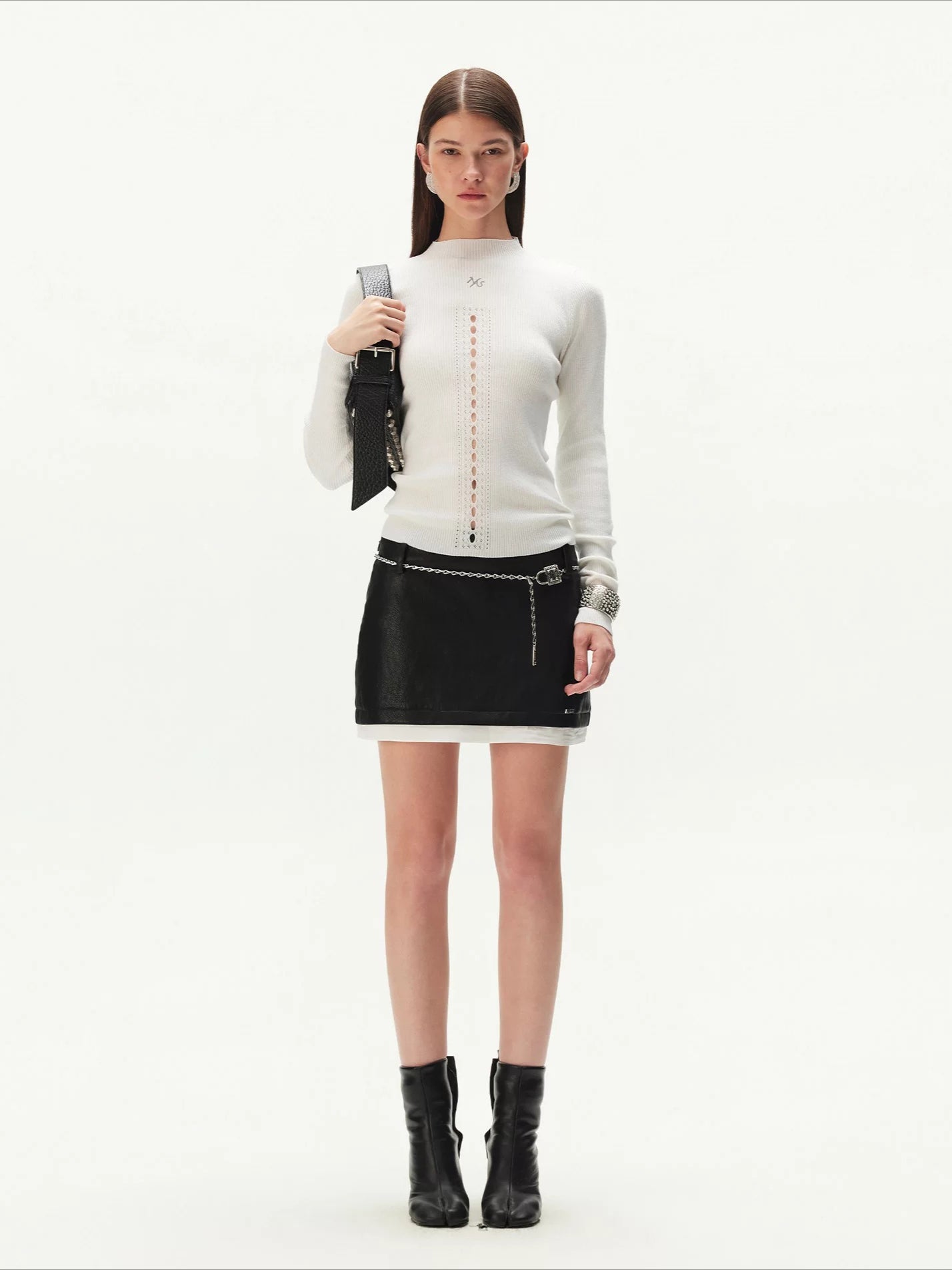 Ballet Cutout Ribbed Knit Top
