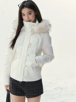 Vintage Fitted White Down Jacket