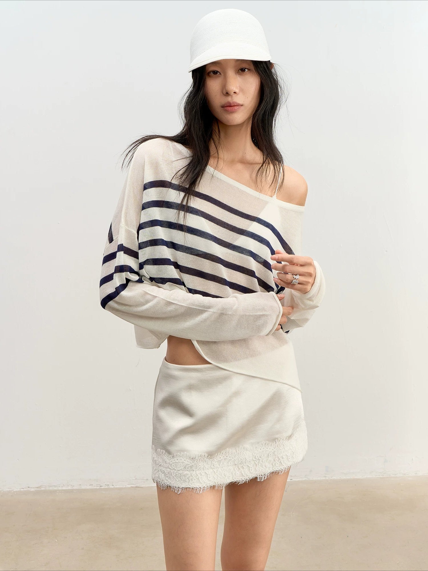 Striped Off Shoulder Knit